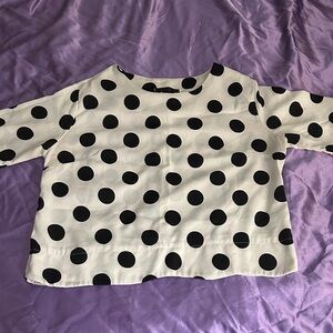 Black and White Polka Dot Short Sleeve Top